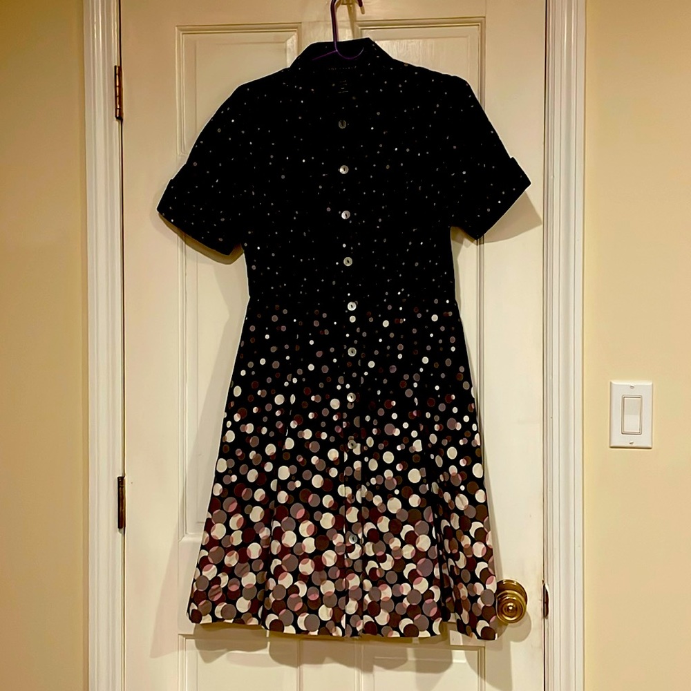 connected apparel Black Polka Dot Fit-and-Flare Dress